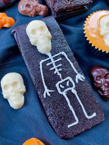 Halloween Party Food Ideas and Easy Recipes - Creepy Coffin Cakes - Robins & Sons Chocolate