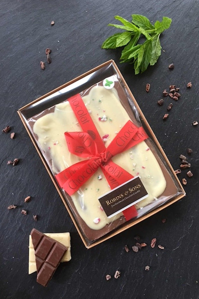 luxury peppermint bark milk and white chocolate with peppermint candy cane UK