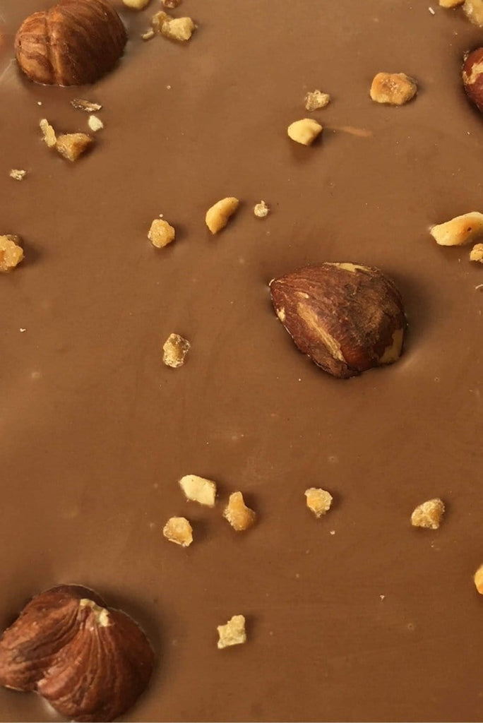 Luxury milk chocolate with roasted caramelised hazelnuts