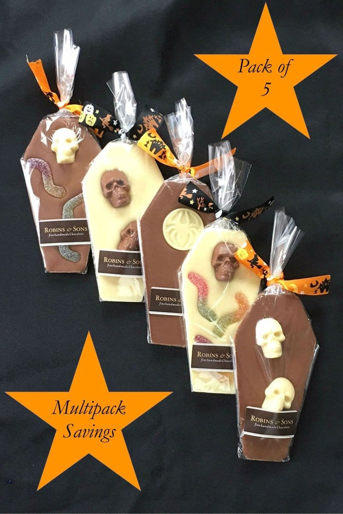 Kids Halloween milk and white Chocolate coffin bars