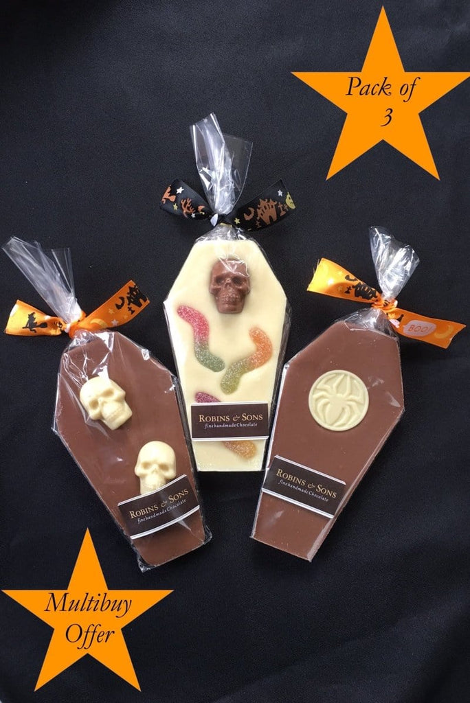 Buy Halloween milk and white chocolate coffins online - pack of 3