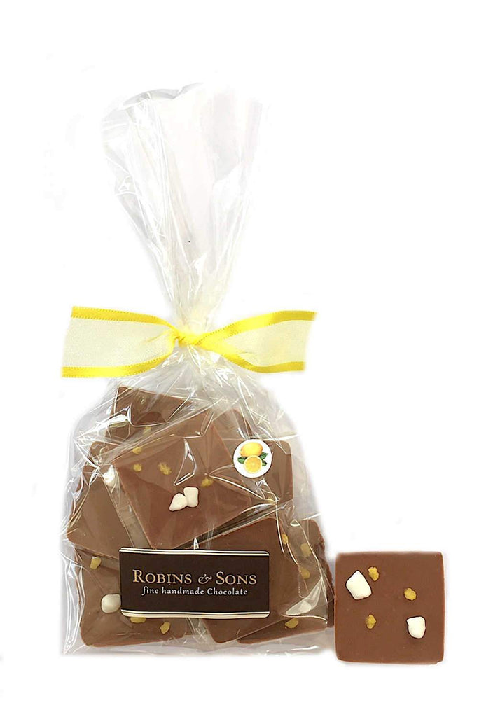 Promotional gift luxury Belgian milk chocolate squares with natural lemon oil