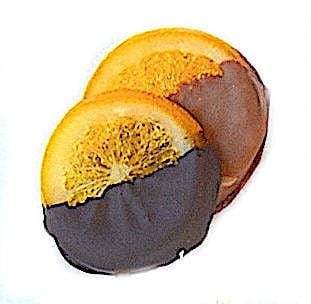 Individually wrapped 70% dark chocolate coated orange slices