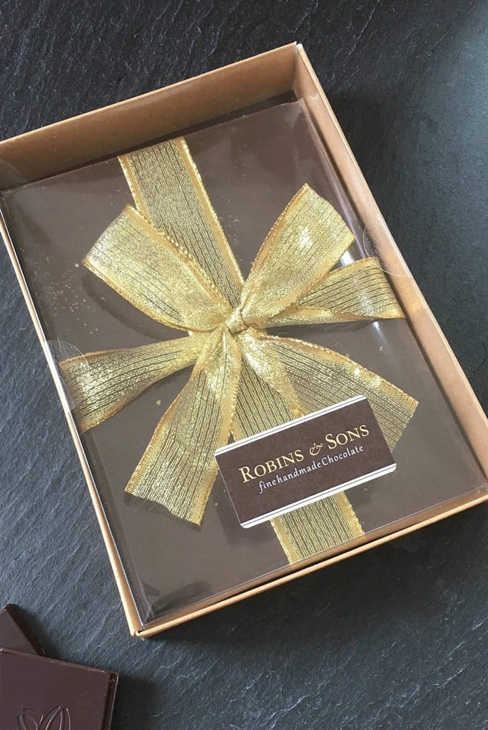 Gift Boxed 80% dark chocolate bar topped with edible gold powder
