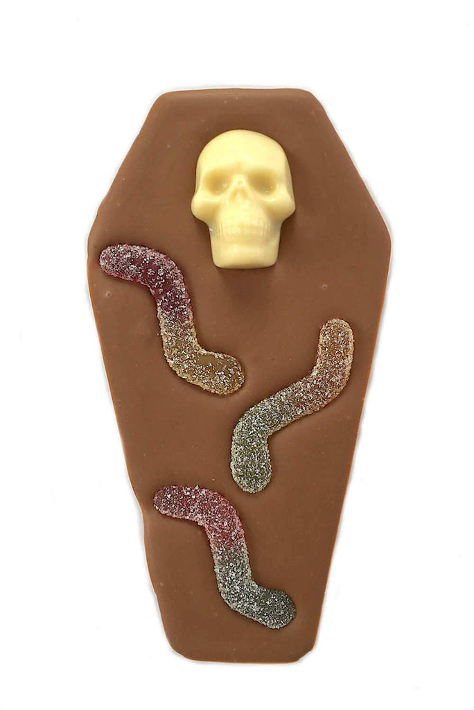 Novelty Halloween Milk Chocolate Skull coffin bar 