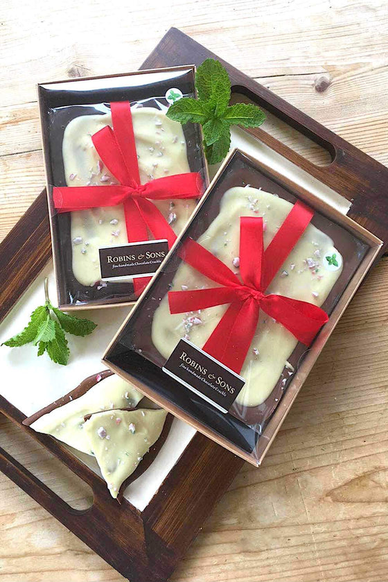 luxury peppermint bark milk and white chocolate with peppermint candy cane UK