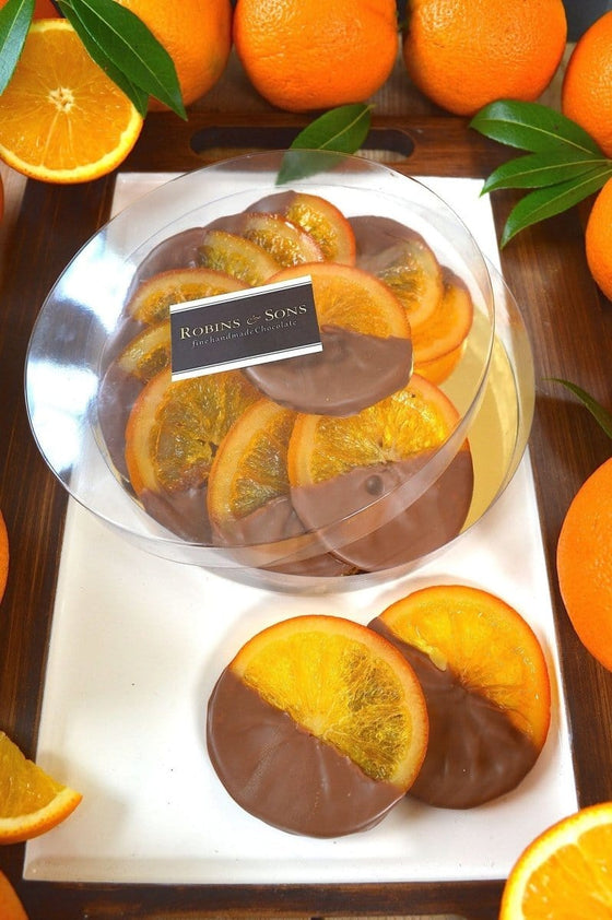 luxury online Belgian milk chocolate covered whole orange slices gift corporate