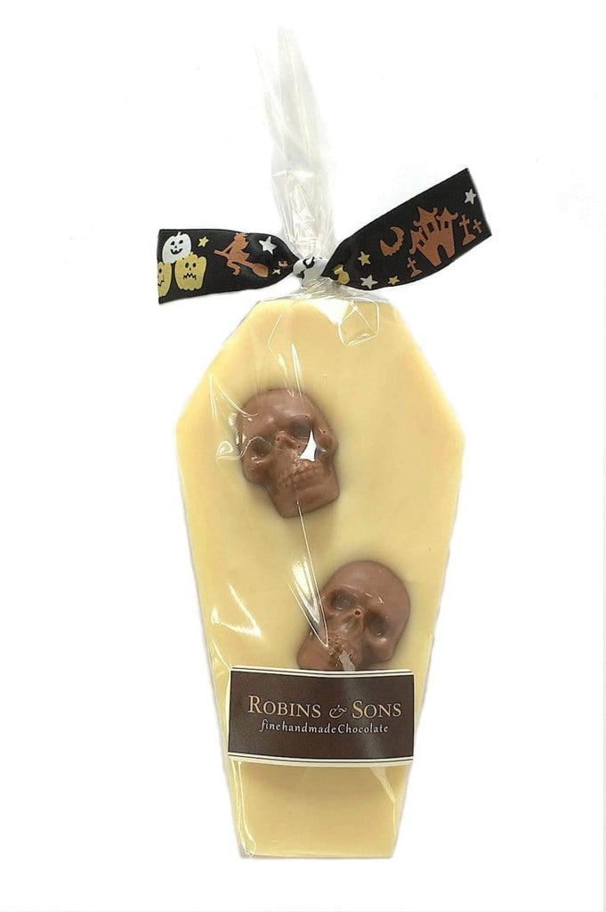 Kids Novelty Halloween white chocolate coffin and skulls buy uk